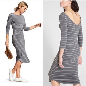Athleta Comeback Midi Dress - Gray Stripe - Small
